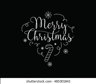 Merry Christmas text design. Vector logo, typography. Usable as banner, greeting card, gift package etc.