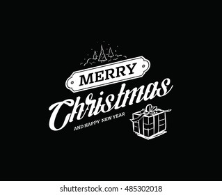 Merry Christmas text design. Vector logo, typography. Usable as banner, greeting card, gift package etc.