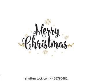 Merry Christmas text design. Vector logo, typography. Usable as banner, greeting card, gift package etc.
