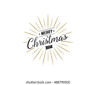 Merry Christmas text design. Vector logo, typography. Usable as banner, greeting card, gift package etc.