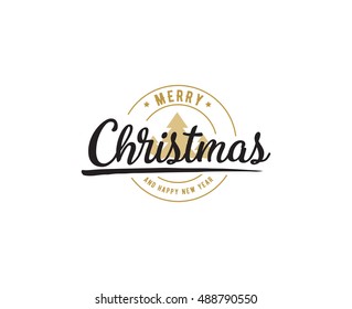 Merry Christmas text design. Vector logo, typography. Usable as banner, greeting card, gift package etc.