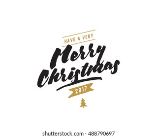 Merry Christmas text design. Vector logo, typography. Usable as banner, greeting card, gift package etc.