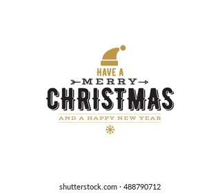 Merry Christmas text design. Vector logo, typography. Usable as banner, greeting card, gift package etc.