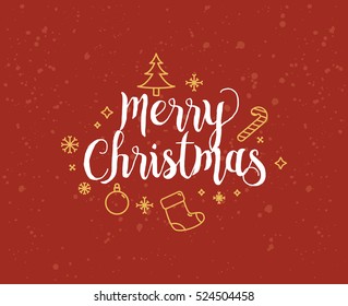 Merry Christmas text design. Vector logo, typography. Usable as banner, greeting card, gift package etc.