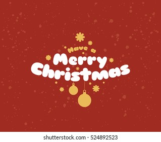 Merry Christmas text design. Vector logo, typography. Usable as banner, greeting card, gift package etc.