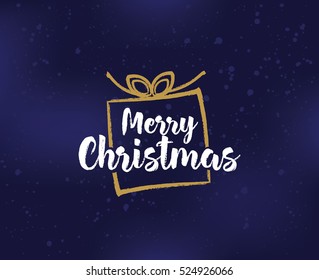 Merry Christmas text design. Vector logo, typography. Usable as banner, greeting card, gift package etc.