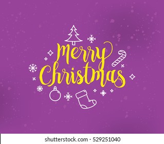 Merry Christmas text design. Vector logo, typography. Usable as banner, greeting card, gift package etc.