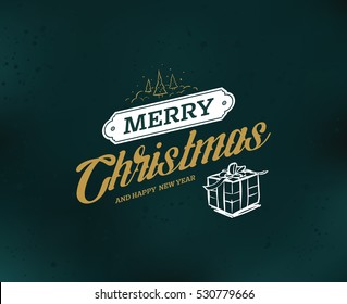 Merry Christmas text design. Vector logo, typography. Usable as banner, greeting card, gift package etc.