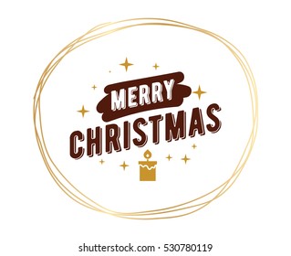 Merry Christmas text design. Vector logo, typography. Usable as banner, greeting card, gift package etc.