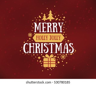 Merry Christmas text design. Vector logo, typography. Usable as banner, greeting card, gift package etc.