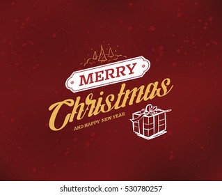 Merry Christmas text design. Vector logo, typography. Usable as banner, greeting card, gift package etc.