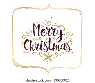 Merry Christmas text design. Vector logo, typography. Usable as banner, greeting card, gift package etc.