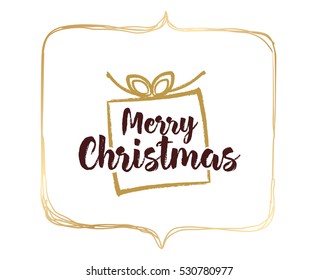 Merry Christmas text design. Vector logo, typography. Usable as banner, greeting card, gift package etc.