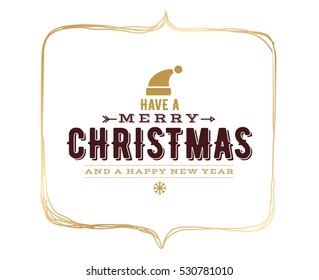 Merry Christmas text design. Vector logo, typography. Usable as banner, greeting card, gift package etc.