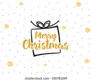 Merry Christmas text design. Vector logo, typography. Usable as banner, greeting card, gift package etc.