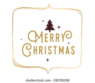 Merry Christmas text design. Vector logo, typography. Usable as banner, greeting card, gift package etc.