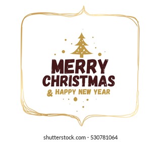 Merry Christmas text design. Vector logo, typography. Usable as banner, greeting card, gift package etc.