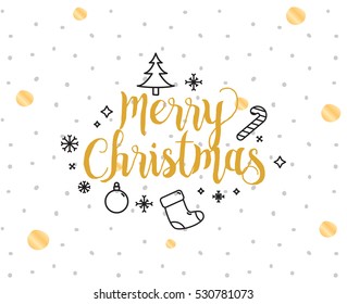 Merry Christmas text design. Vector logo, typography. Usable as banner, greeting card, gift package etc.