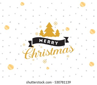 Merry Christmas text design. Vector logo, typography. Usable as banner, greeting card, gift package etc.