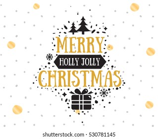 Merry Christmas text design. Vector logo, typography. Usable as banner, greeting card, gift package etc.