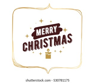 Merry Christmas text design. Vector logo, typography. Usable as banner, greeting card, gift package etc.