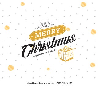 Merry Christmas text design. Vector logo, typography. Usable as banner, greeting card, gift package etc.