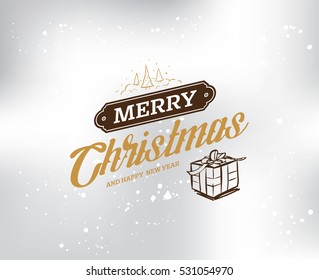 Merry Christmas text design. Vector logo, typography. Usable as banner, greeting card, gift package etc.