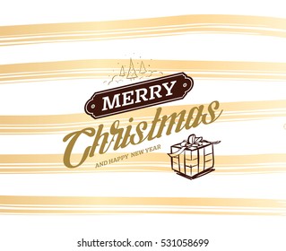 Merry Christmas text design. Vector logo, typography. Usable as banner, greeting card, gift package etc.