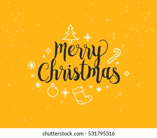 Merry Christmas text design. Vector logo, typography. Usable as banner, greeting card, gift package etc. 