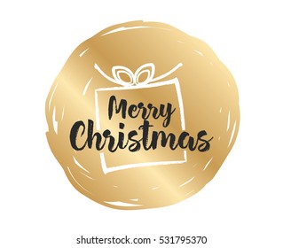Merry Christmas text design. Vector logo, typography. Usable as banner, greeting card, gift package etc. 
