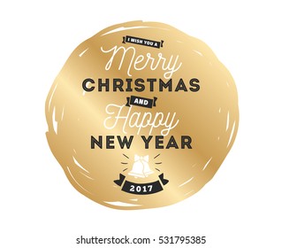 Merry Christmas text design. Vector logo, typography. Usable as banner, greeting card, gift package etc. 