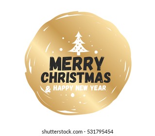 Merry Christmas text design. Vector logo, typography. Usable as banner, greeting card, gift package etc. 