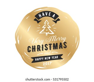 Merry Christmas text design. Vector logo, typography. Usable as banner, greeting card, gift package etc. 