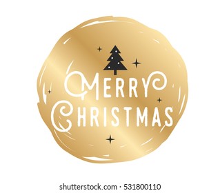 Merry Christmas text design. Vector logo, typography. Usable as banner, greeting card, gift package etc. 