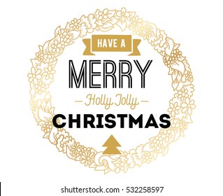 Merry Christmas text design. Vector logo, typography. Usable as banner, greeting card, gift package etc. 