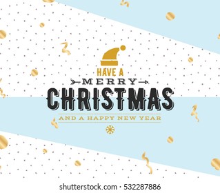 Merry Christmas text design. Vector logo, typography. Usable as banner, greeting card, gift package etc.  