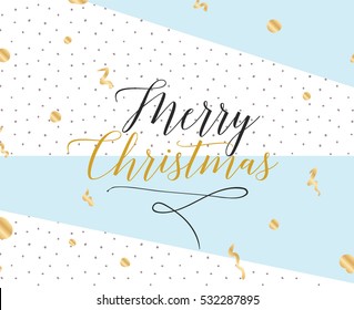Merry Christmas text design. Vector logo, typography. Usable as banner, greeting card, gift package etc. 