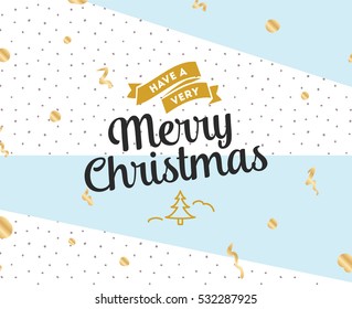 Merry Christmas text design. Vector logo, typography. Usable as banner, greeting card, gift package etc. 