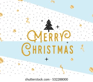 Merry Christmas text design. Vector logo, typography. Usable as banner, greeting card, gift package etc. 