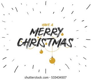 Merry Christmas text design. Vector logo, typography. Usable as banner, greeting card, gift package etc. 