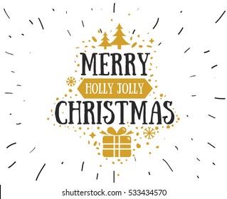 Merry Christmas text design. Vector logo, typography. Usable as banner, greeting card, gift package etc. 