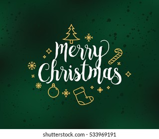 Merry Christmas text design. Vector logo, typography. Usable as banner, greeting card, gift package etc. 