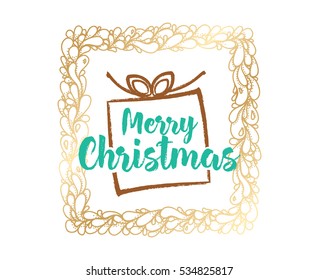 Merry Christmas text design. Vector logo, typography. Usable as banner, greeting card, gift package etc. 