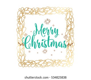 Merry Christmas text design. Vector logo, typography. Usable as banner, greeting card, gift package etc. 