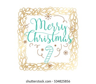 Merry Christmas text design. Vector logo, typography. Usable as banner, greeting card, gift package etc. 