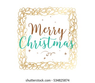 Merry Christmas text design. Vector logo, typography. Usable as banner, greeting card, gift package etc. 