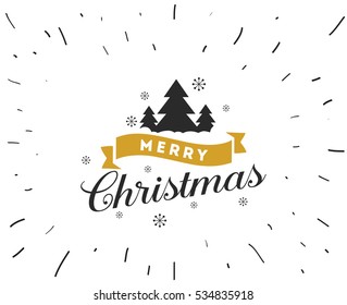 Merry Christmas text design. Vector logo, typography. Usable as banner, greeting card, gift package etc. 