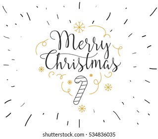 Merry Christmas text design. Vector logo, typography. Usable as banner, greeting card, gift package etc. 