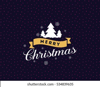 Merry Christmas text design. Vector logo, typography. Usable as banner, greeting card, gift package etc. 