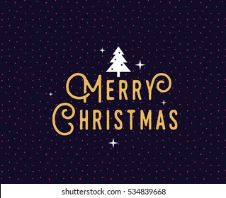 Merry Christmas text design. Vector logo, typography. Usable as banner, greeting card, gift package etc. 